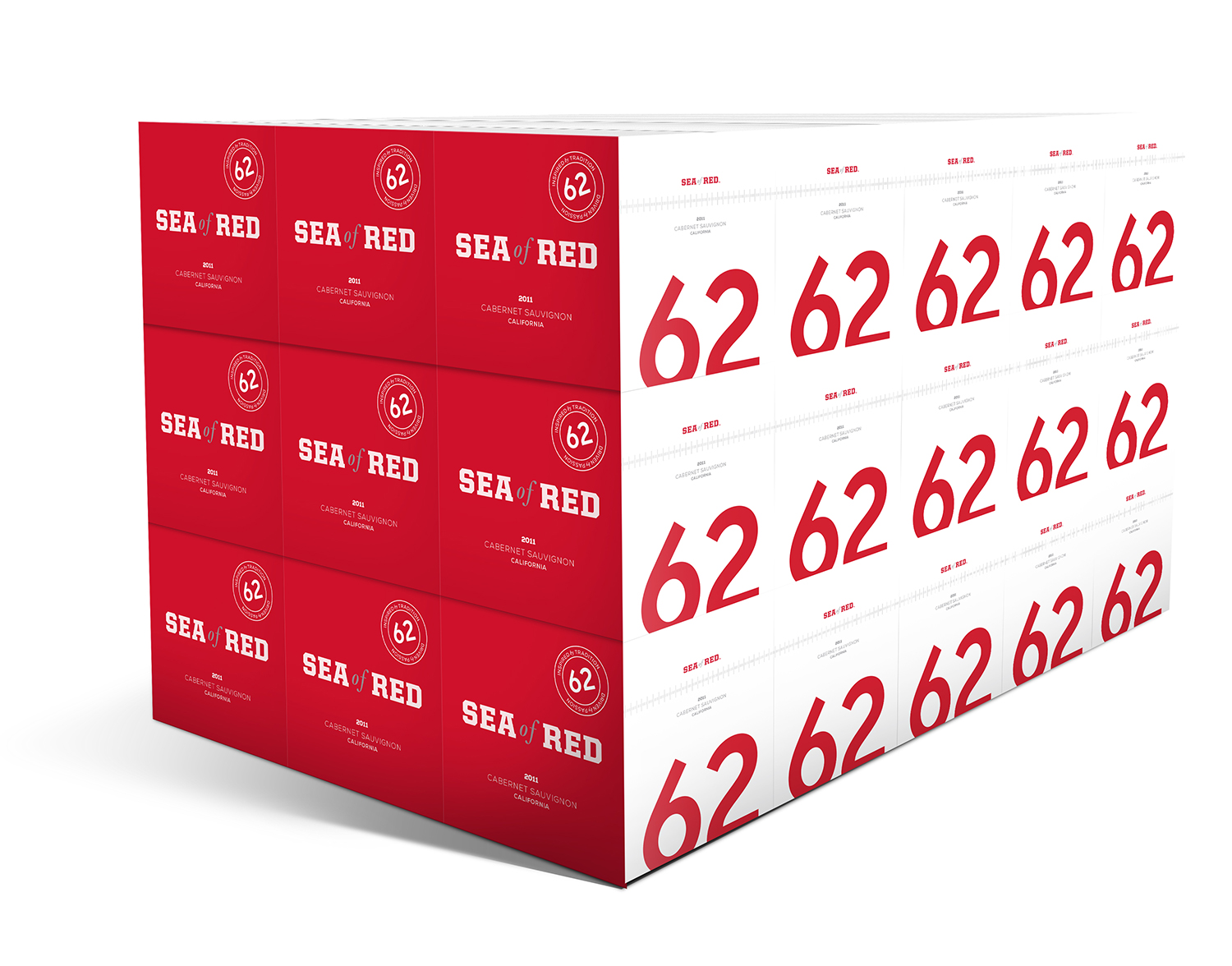 SEA of RED wine cases